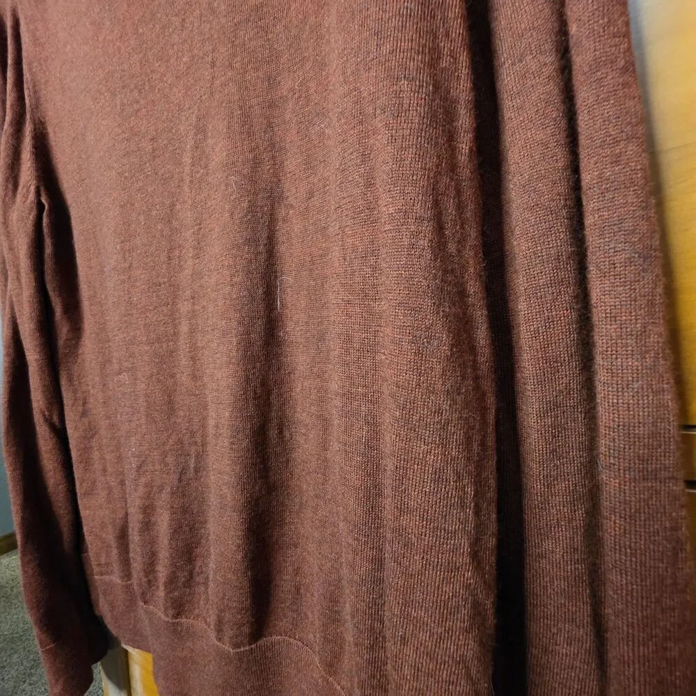Banana Republic Sweater Size Large Merino Wool Crew Neck Heather Burgundy
